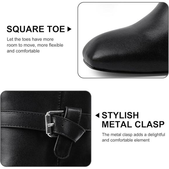 NIB Women's Booties Chunky Heel Side Zipper Ankle Boots for Ladies Black - Picture 4 of 6